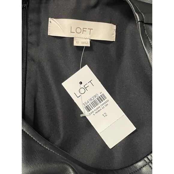 NWT LOFT Women's 12 Faux Leather Shift Dress Black Office Siren Career Edgy Work - Picture 10 of 11